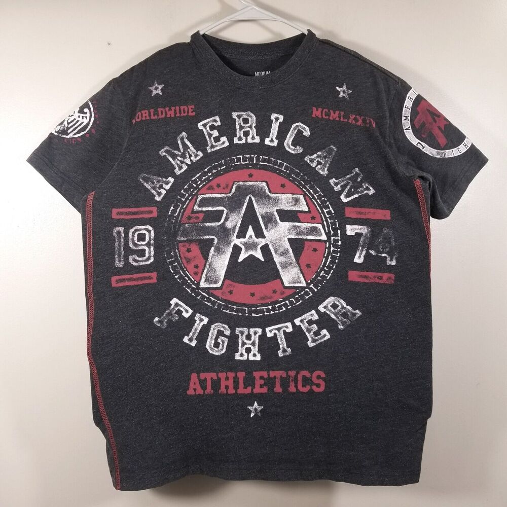 American Fighter Shirt Adult Medium  Gray MMA Active Casual Short Sleeve USA